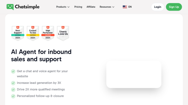 ChatSimple | AI Chatbot for Sales & Support