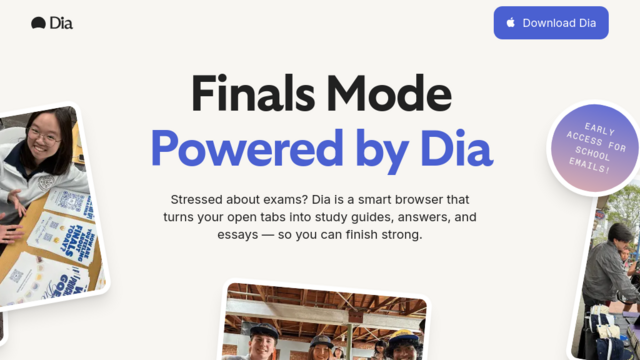Dia | A smart browser that turns your open tabs into study guides, answers, and essays